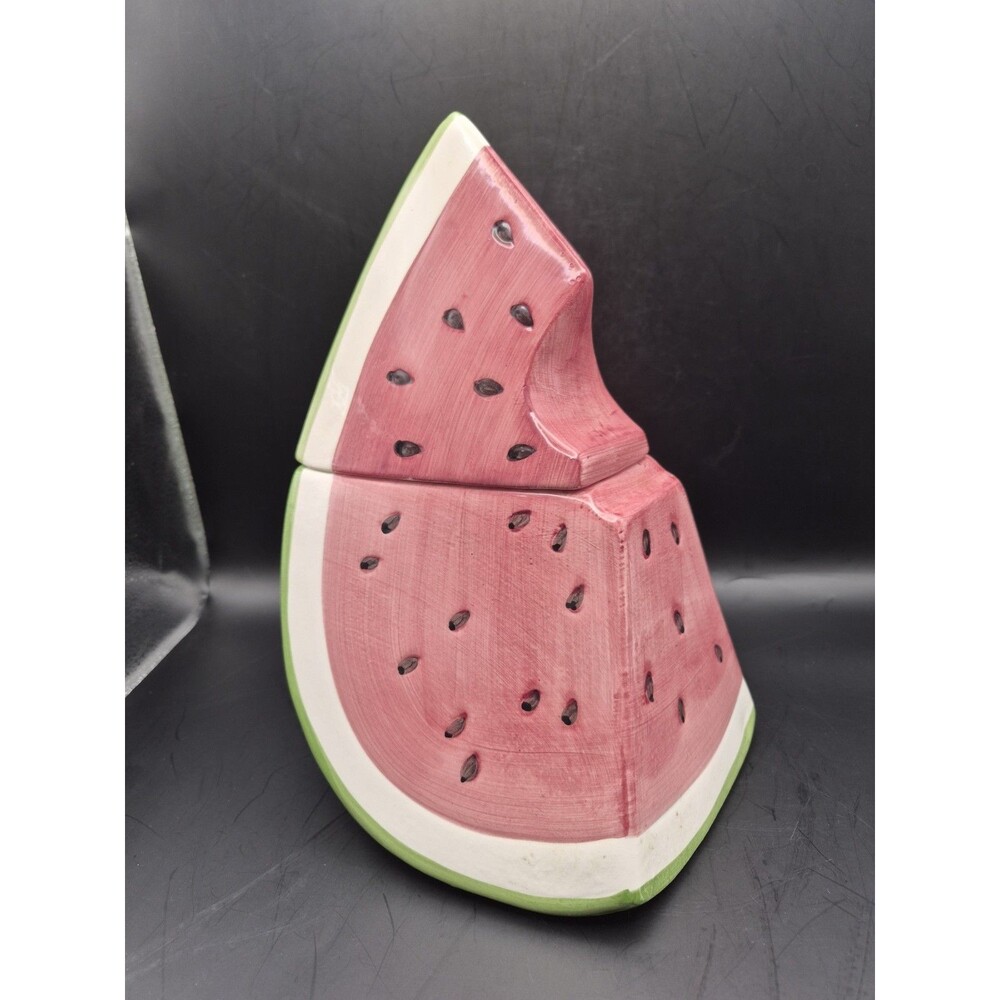 Watermelon Slice Ceramic Cookie Jar Candy Dish with Lid 11"×5"×5"